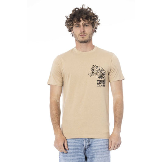 Cavalli Class Beige Cotton T-Shirt