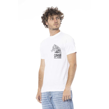 Cavalli Class White Cotton T-Shirt