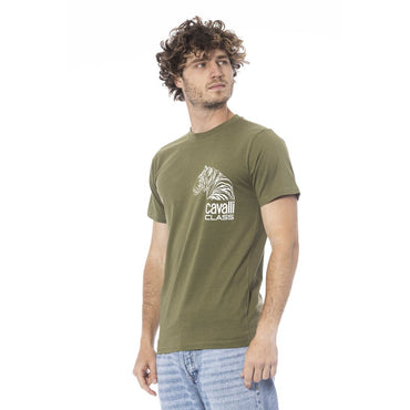 Cavalli Class Green Cotton T-Shirt