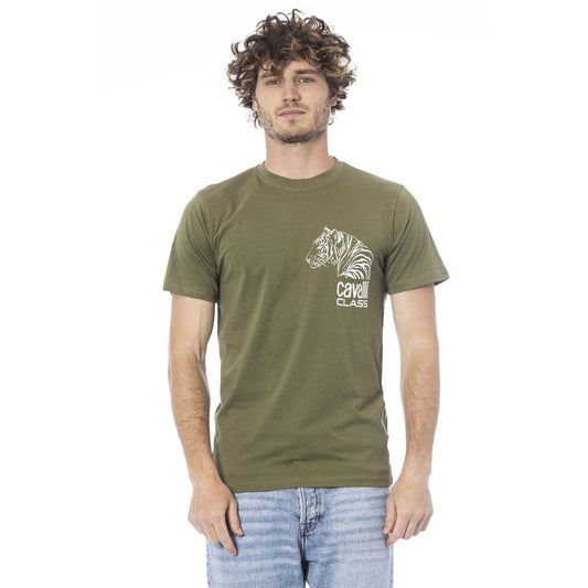 Cavalli Class Green Cotton T-Shirt