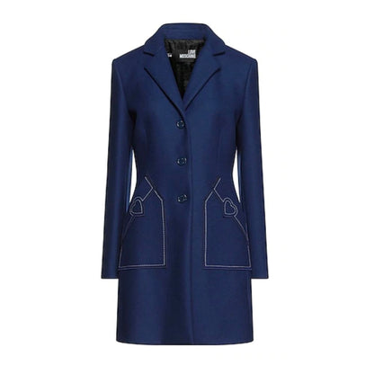 Love Moschino Elegant Embroidered Heart Wool Coat