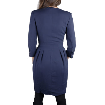 Elisabetta Franchi Elegant V-Neck Belted Dress in Blue