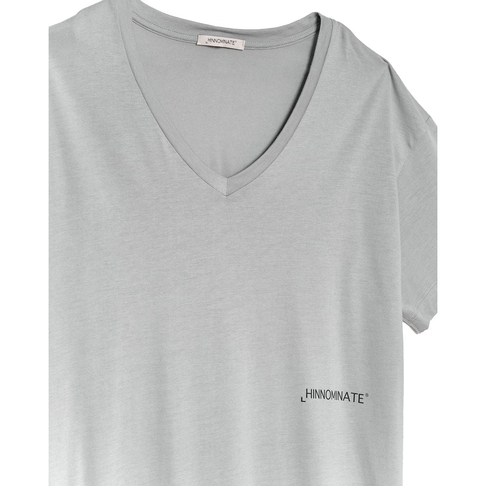 Hinnominate Chic V-Neck Logo Tee in Heather Gray