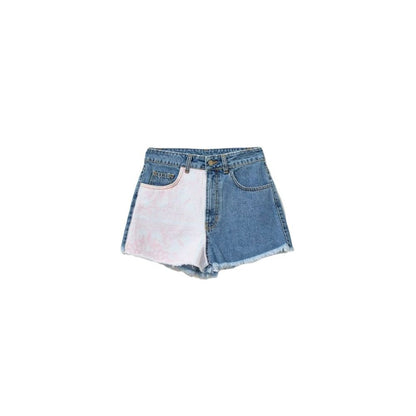 Comme Des Fuckdown Edgy Denim Shorts with Abstract Print