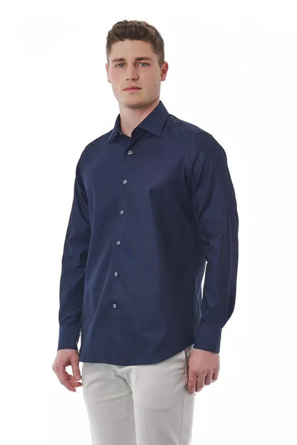 Bagutta Elegant Blue Regular Fit Italian Collar Shirt