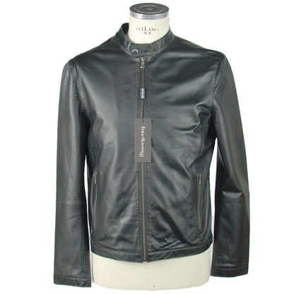 Schwarze Lederjacke von Emilio Romanelli