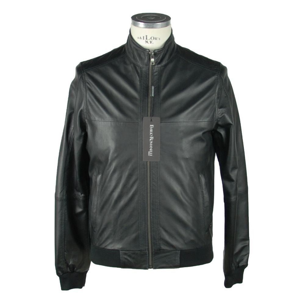 Schwarze Lederjacke von Emilio Romanelli