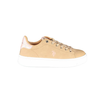 U.S. POLO ASSN. Chic Beige Lace-Up Sneakers with Contrast Detail