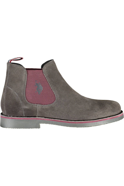 U.S. POLO ASSN. Elegant Gray Ankle Boots with Contrasting Details