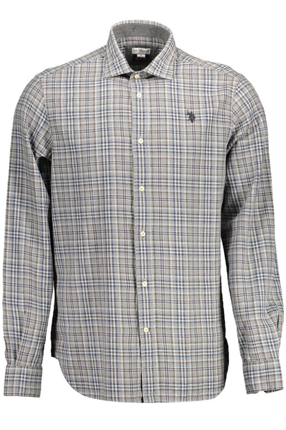 U.S. POLO ASSN. Elegant Gray Cotton Long Sleeve Shirt