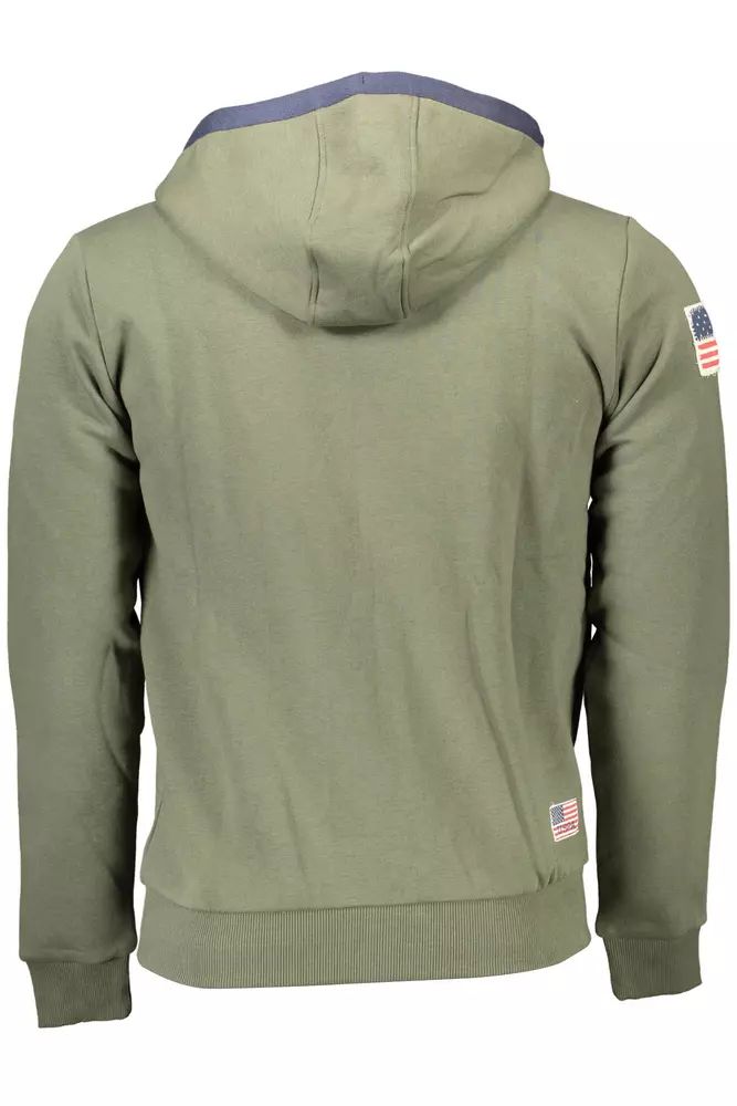 U.S. POLO ASSN. Chic Green Hooded Zip Sweatshirt with Embroidery