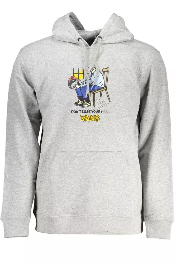 Vans Sleek Gray Hooded Sweatshirt with Central Pocket