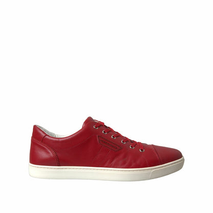 Dolce & Gabbana Elegant Red Leather Low Top Sneakers