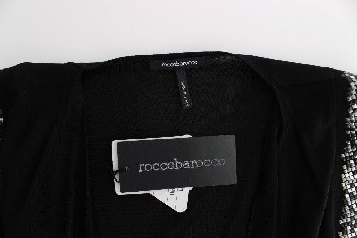 Roccobarocco Schwarzes, verziertes Mini-Etui-Kurzkleid aus Jersey