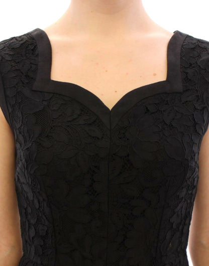 Dolce &amp; Gabbana – Schwarzes, sizilianisches Laufstegkleid aus floraler Spitze