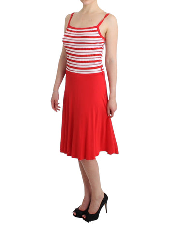 Roccobarocco Rot gestreiftes Jerseykleid in A-Linie