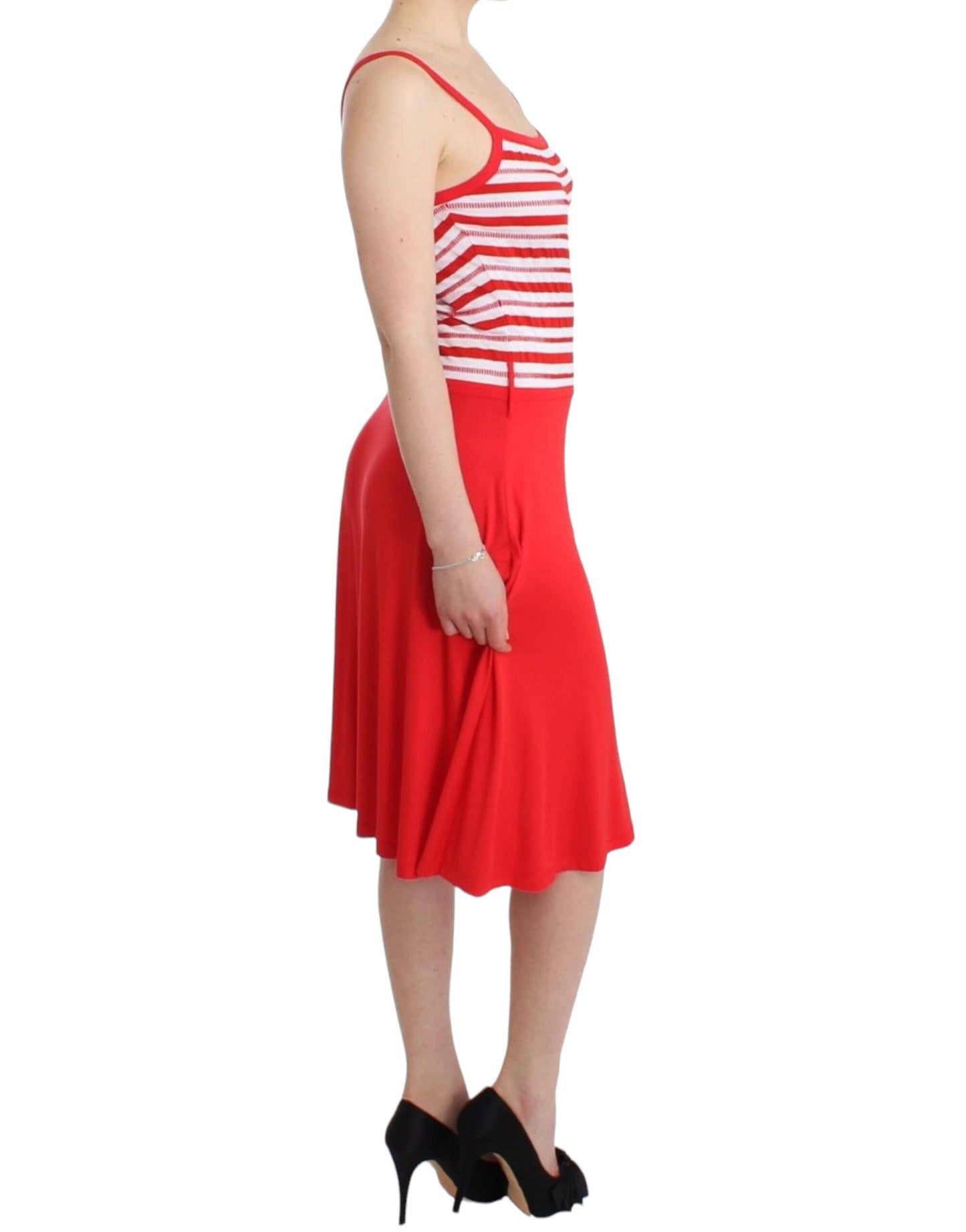 Roccobarocco Rot gestreiftes Jerseykleid in A-Linie