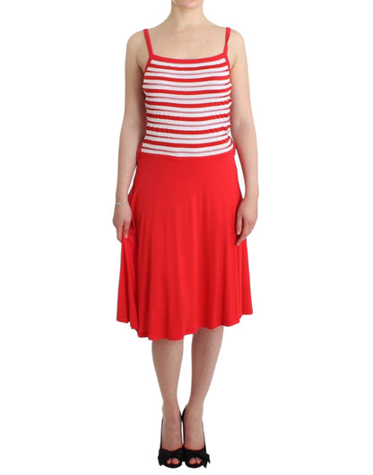 Roccobarocco Rot gestreiftes Jerseykleid in A-Linie