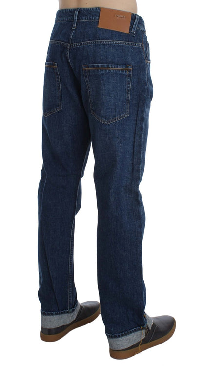 Acht Baggy-Jeans aus Baumwolle in blauer Waschung mit lockerer Passform