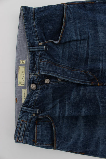 Acht Baggy-Jeans aus Baumwolle in blauer Waschung mit lockerer Passform