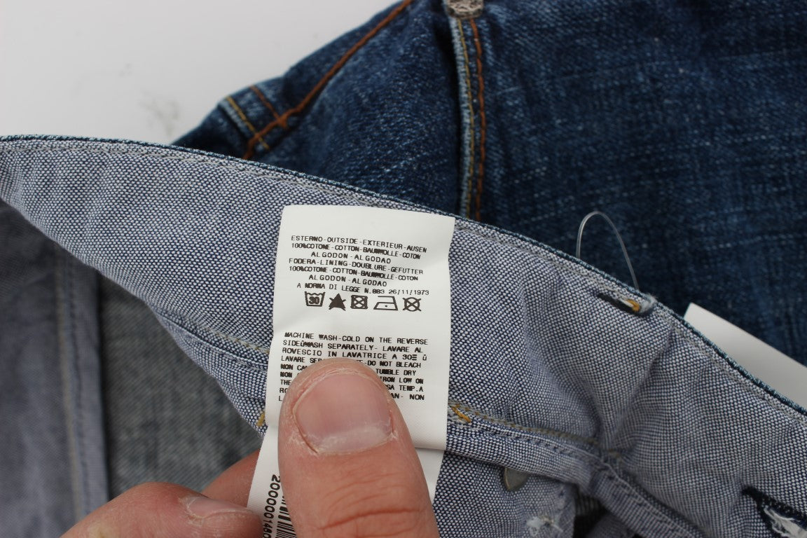 Acht Baggy-Jeans aus Baumwolle in blauer Waschung mit lockerer Passform