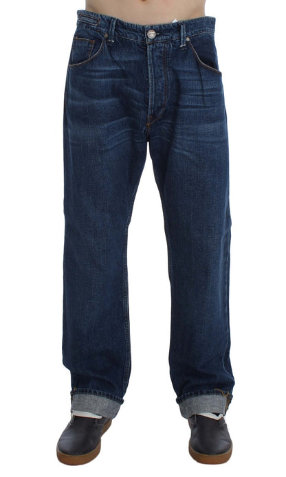 Acht Baggy-Jeans aus Baumwolle in blauer Waschung mit lockerer Passform