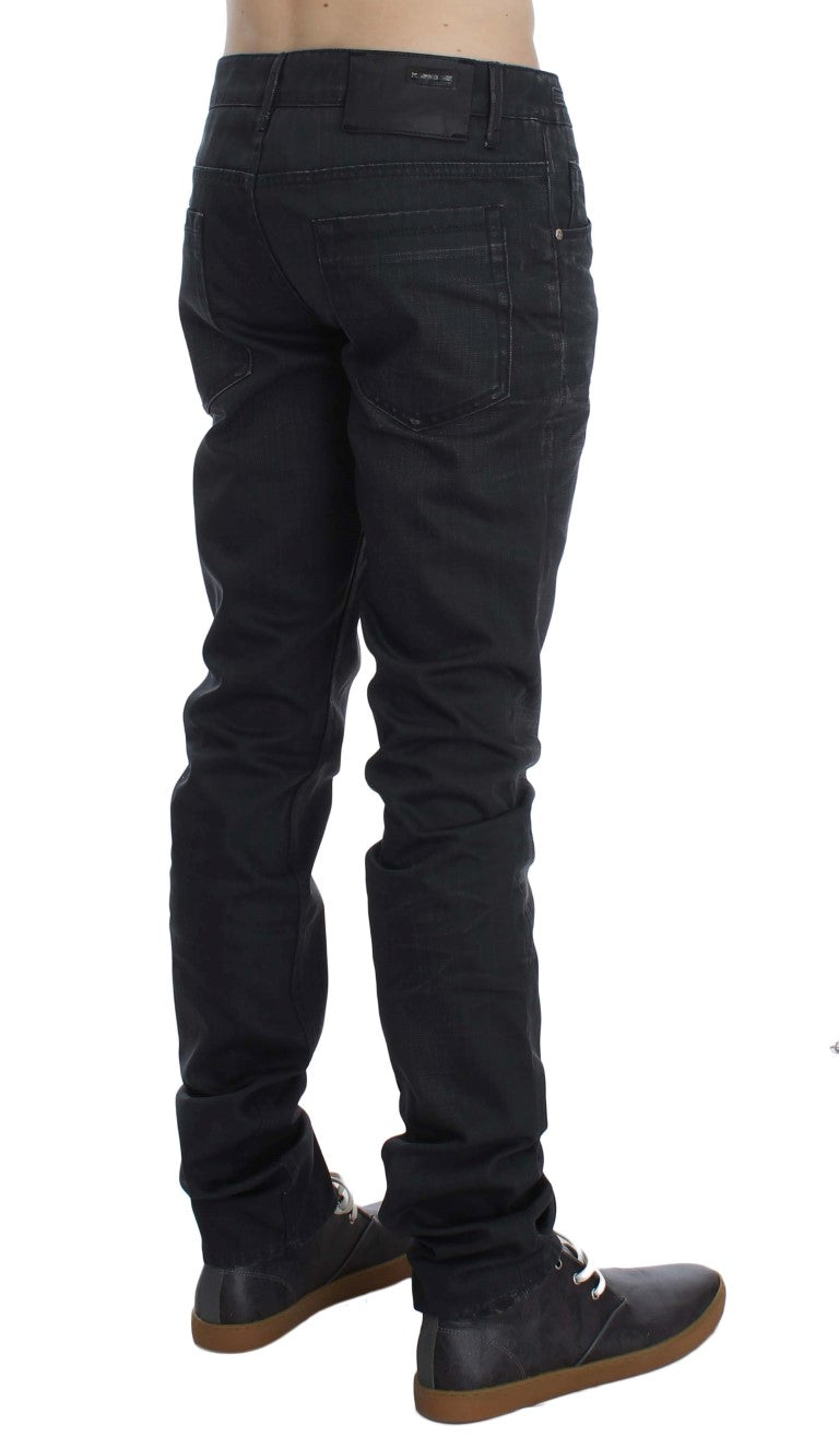 Acht graue Skinny-Slim-Fit-Jeans aus Baumwolle