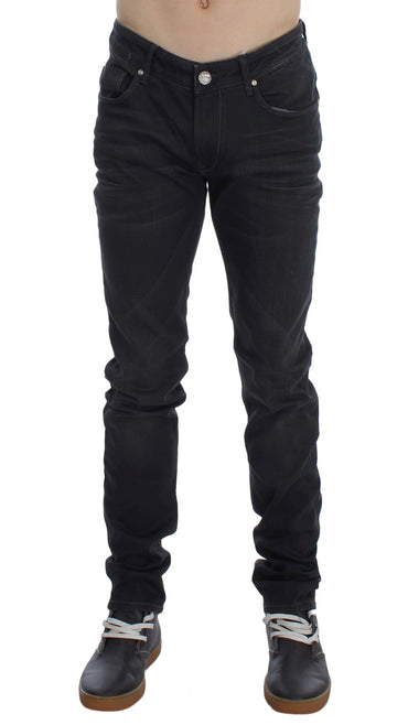 Acht graue Slim-Fit-Jeans aus Baumwollstretch