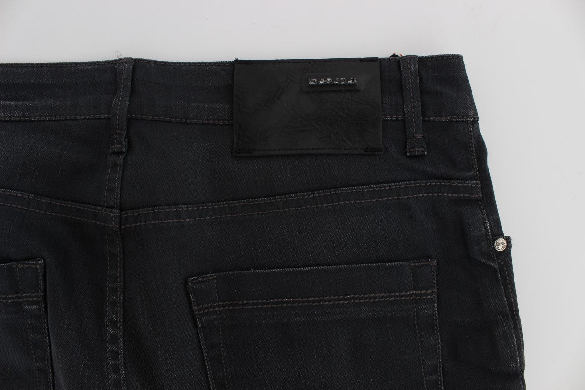 Acht graue Slim-Fit-Jeans aus Baumwollstretch