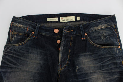 Acht Jeans mit gerader Passform und niedriger Taille in blauer Waschung