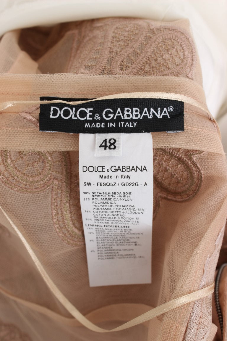 Rosafarbenes Ricamo-Etuikleid aus Seidenspitze von Dolce &amp; Gabbana