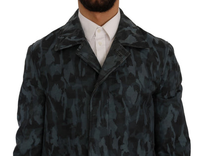 Dolce &amp; Gabbana Blauer Camouflage-Trench Trenchcoat