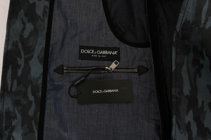 Dolce &amp; Gabbana Blauer Camouflage-Trench Trenchcoat