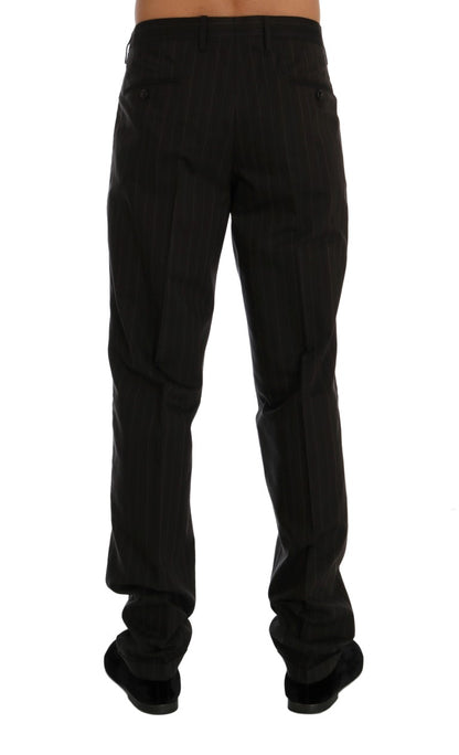 Dolce & Gabbana Elegant Brown Striped Dress Trousers