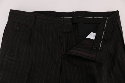 Dolce & Gabbana Elegant Brown Striped Dress Trousers