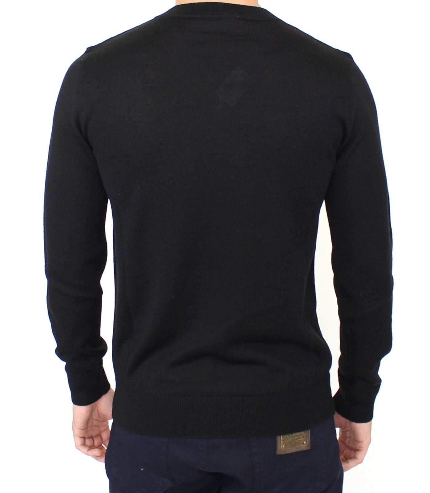 Ermanno Scervino Elegant Black V-Neck Wool Blend Sweater