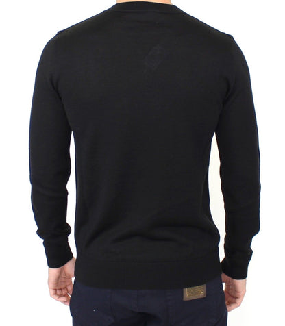 Schwarzer Pullover aus Wollmischung mit V-Ausschnitt von Ermanno Scervino