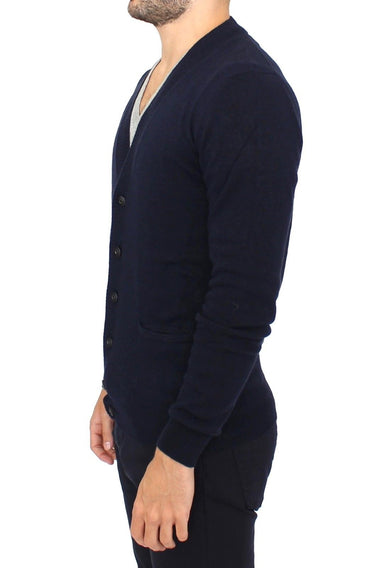 Ermanno Scervino Blauer Woll-Kaschmir-Cardigan-Pullover