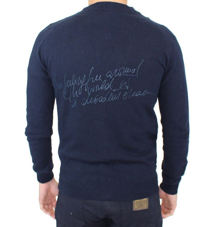 Ermanno Scervino Blauer Woll-Kaschmir-Cardigan-Pullover