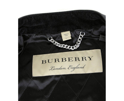 Burberry Burberry Herren-Bikerjacke aus schwarzem Leder mit Rautensteppung