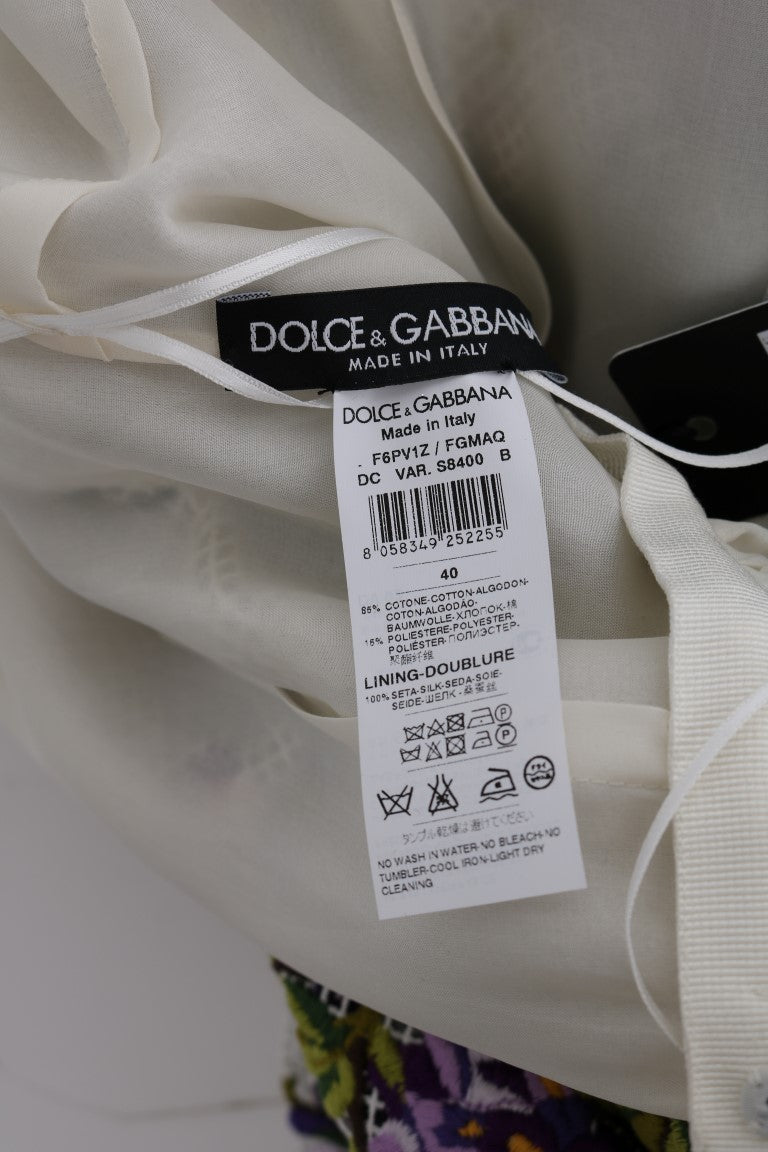 Dolce &amp; Gabbana Weißes Maxikleid mit Blumenstickerei