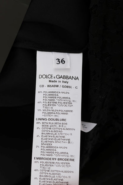 Dolce &amp; Gabbana Etuikleid mit schwarzer Spitze und rotem Herz