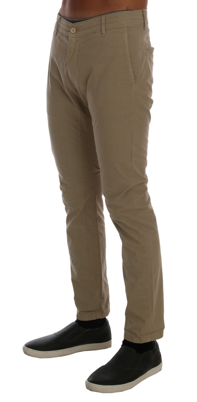 Daniele Alessandrini Beige Baumwoll-Stretch-Chinos mit schmaler Passform