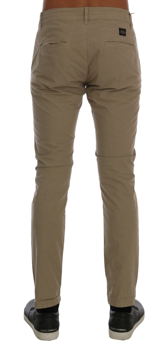 Daniele Alessandrini Beige Baumwoll-Stretch-Chinos mit schmaler Passform