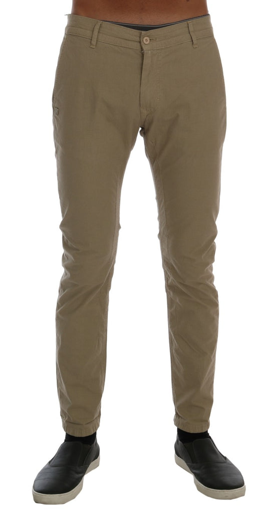 Daniele Alessandrini Beige Baumwoll-Stretch-Chinos mit schmaler Passform