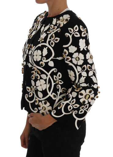 Dolce & Gabbana Floral Embroidered Crystal Wool Coat Jacket