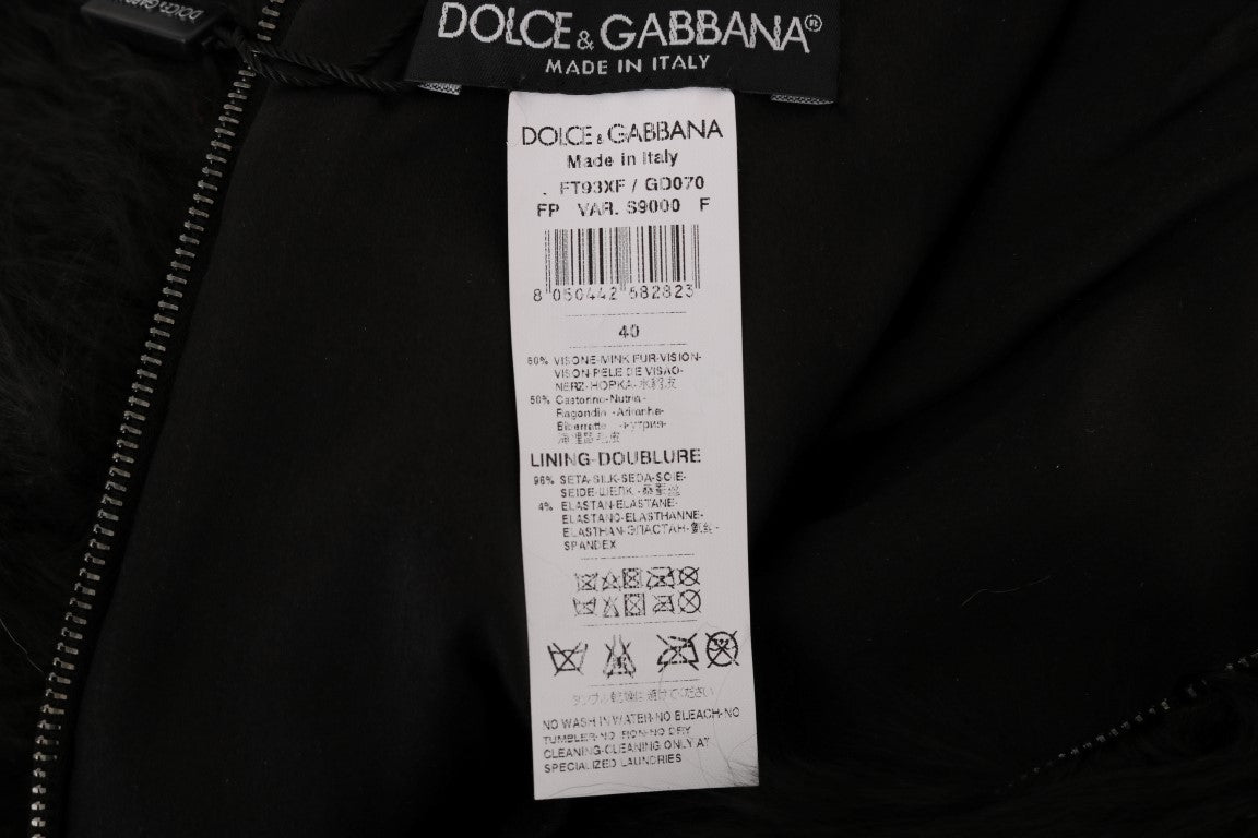 Dolce &amp; Gabbana Mini-Hotpants aus schwarzem Nerz-Nutria-Pelz