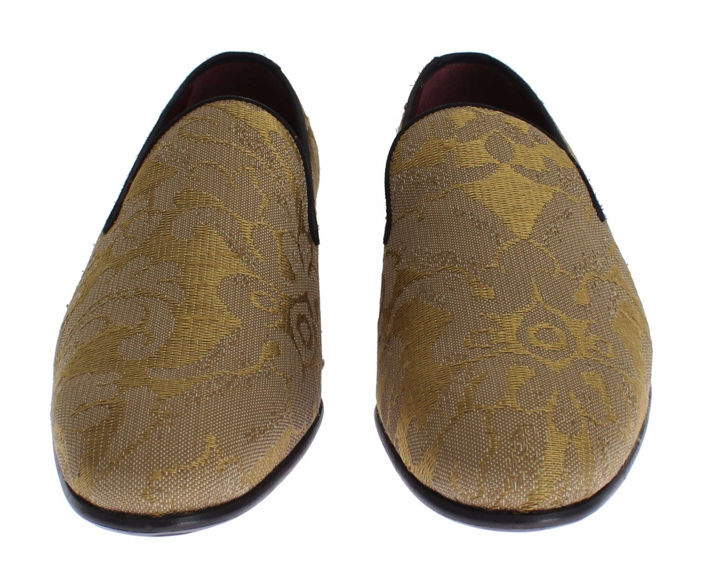 Dolce & Gabbana Golden Baroque Silk Dress Loafers