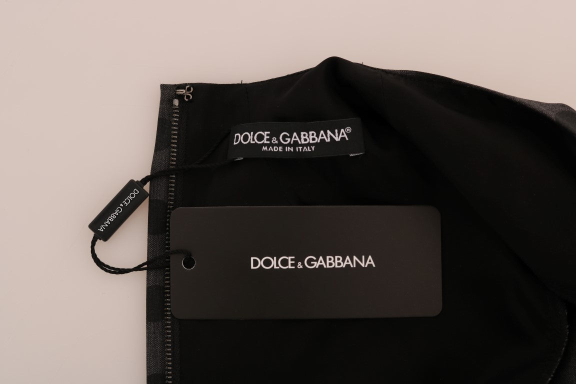 Dolce &amp; Gabbana Grau gepunktetes Wollstretchkleid