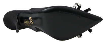 Dolce &amp; Gabbana Schwarze, mit Kristallen verzierte Slingback-Absatzschuhe